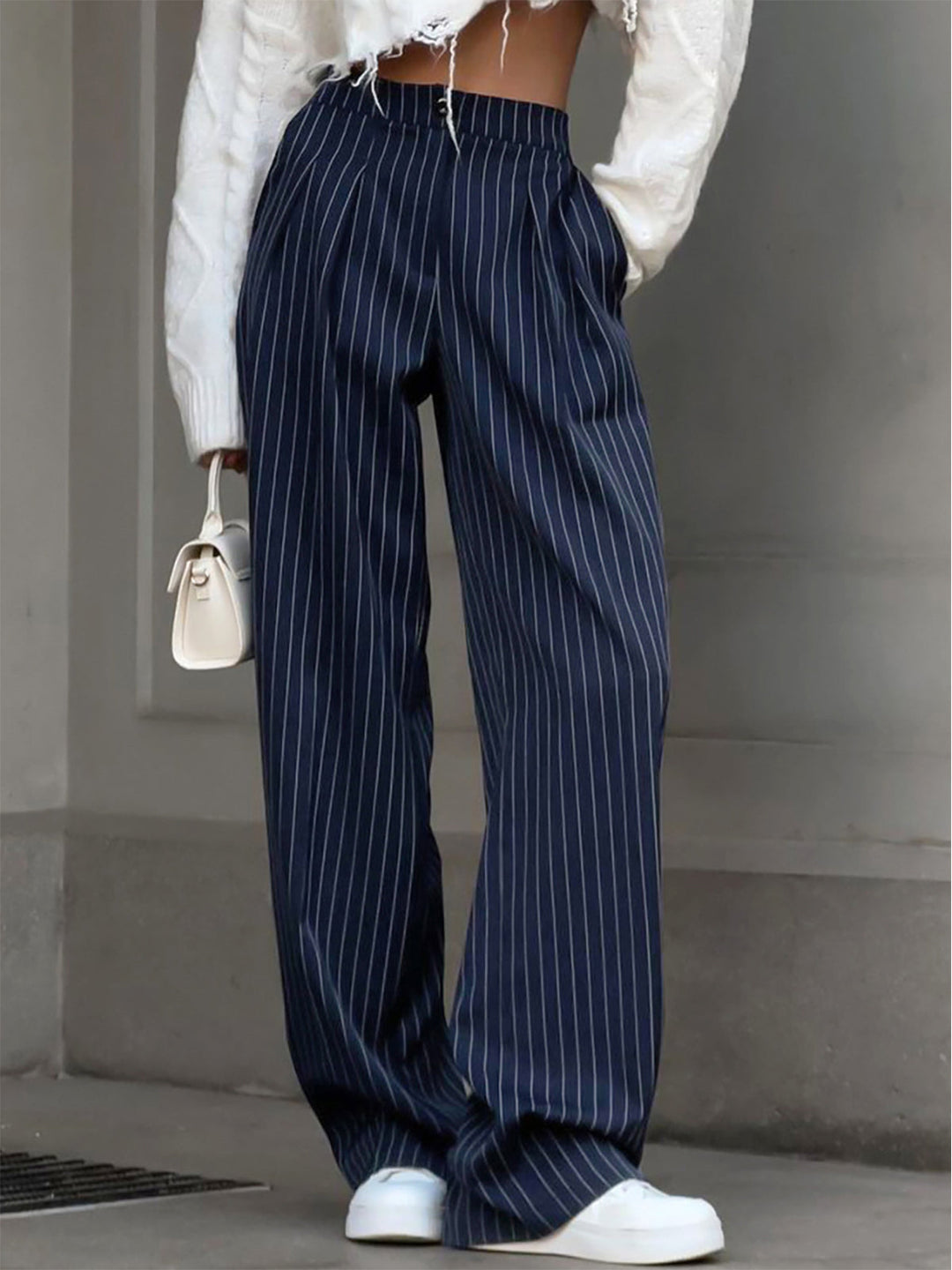Pantaloni donna eleganti gessati larghi