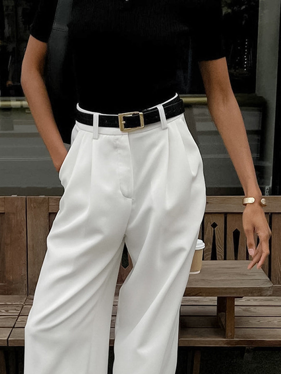 Pantaloni donna palazzo vita alta