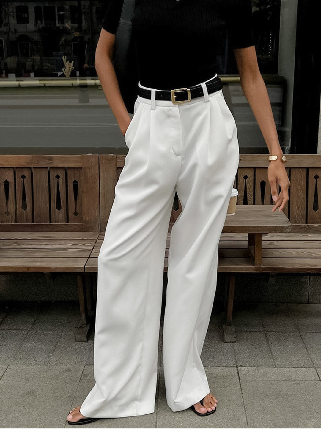 Pantaloni donna palazzo vita alta
