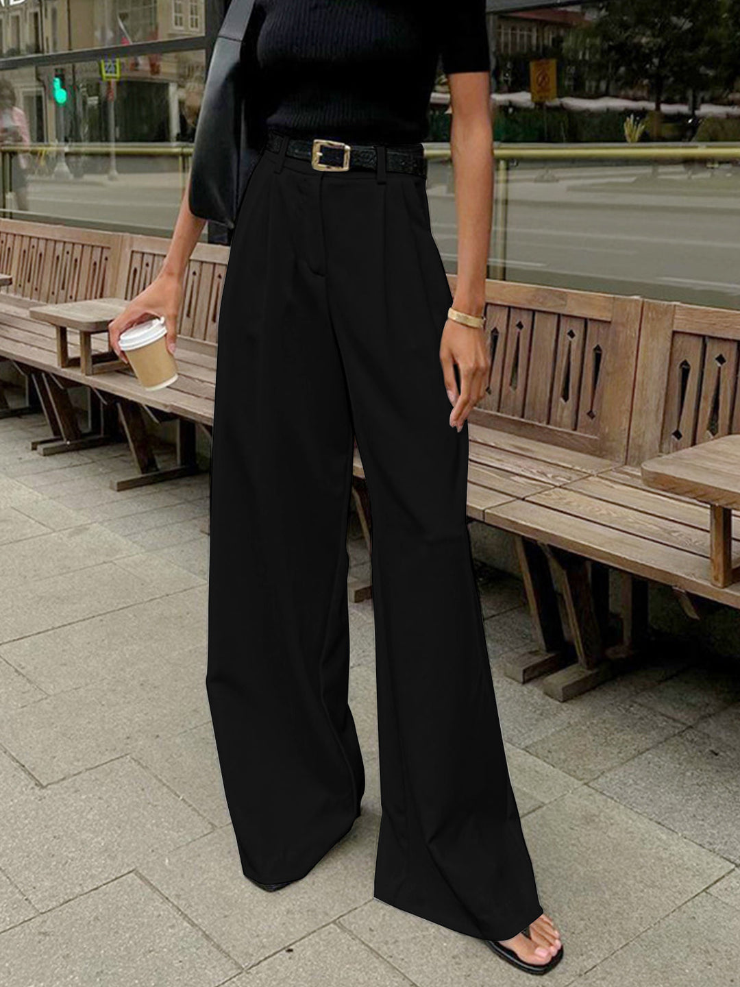 Pantaloni donna palazzo vita alta