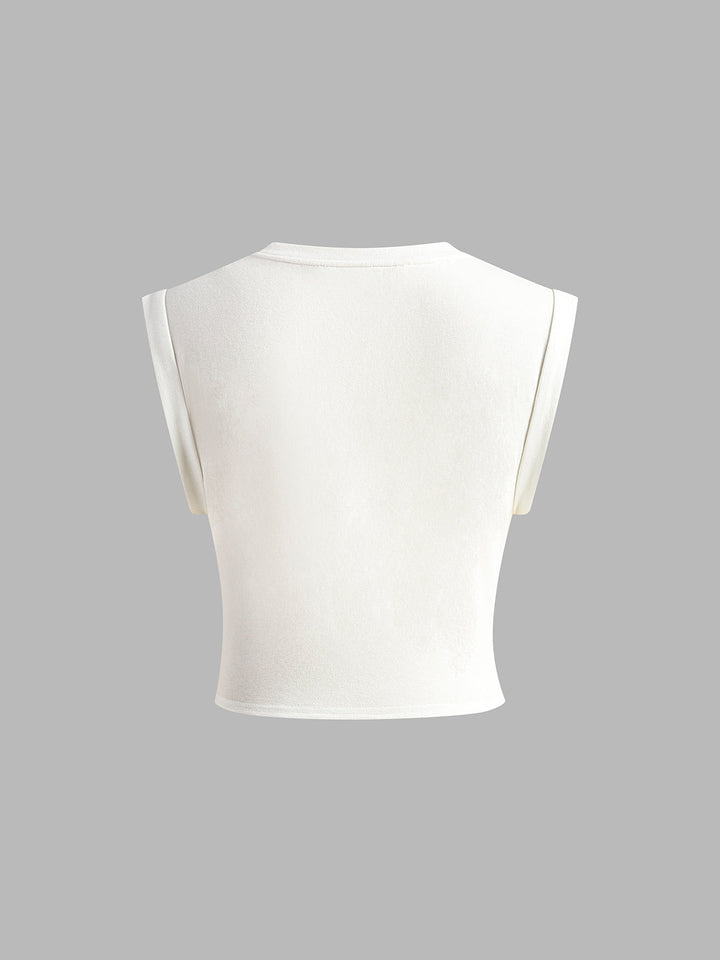 Maglietta annodata alla moda, top casual annodato