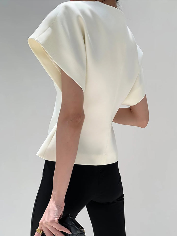 Camicetta morbida e alla moda con scollo a V e bottoni