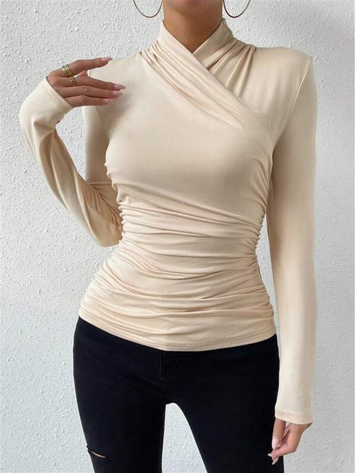 Classica Magliette Donna Collo Incrociato Vita Stretta