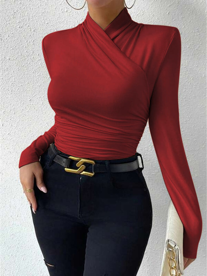 Classica Magliette Donna Collo Incrociato Vita Stretta