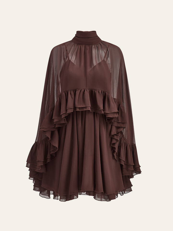 Abito lussuoso chiffon con mantella