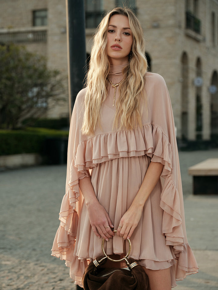 Abito lussuoso chiffon con mantella