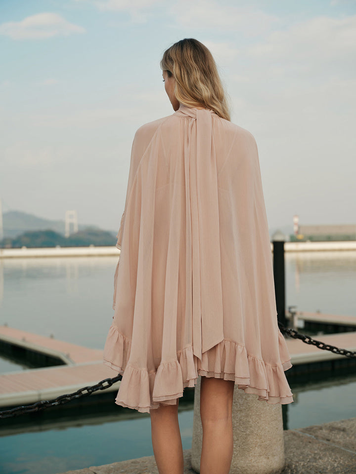 Abito lussuoso chiffon con mantella