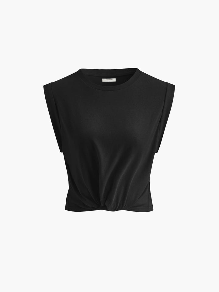 Maglietta annodata alla moda, top casual annodato
