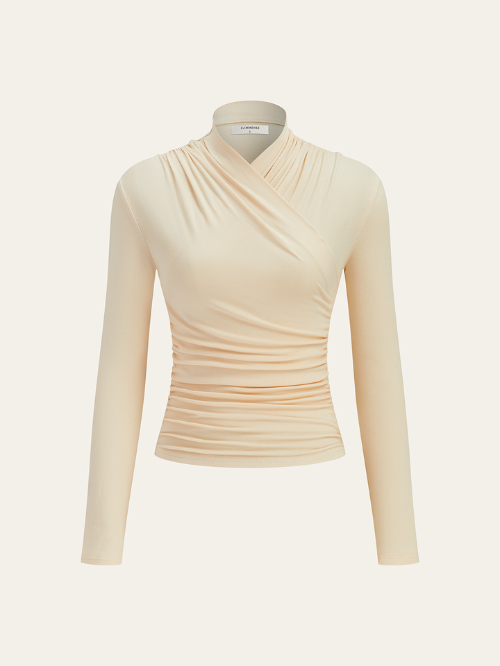 Classica Magliette Donna Collo Incrociato Vita Stretta