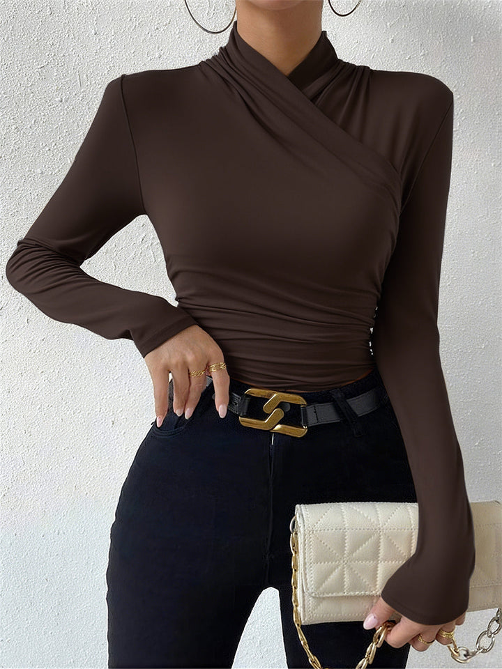 Classica Magliette Donna Collo Incrociato Vita Stretta