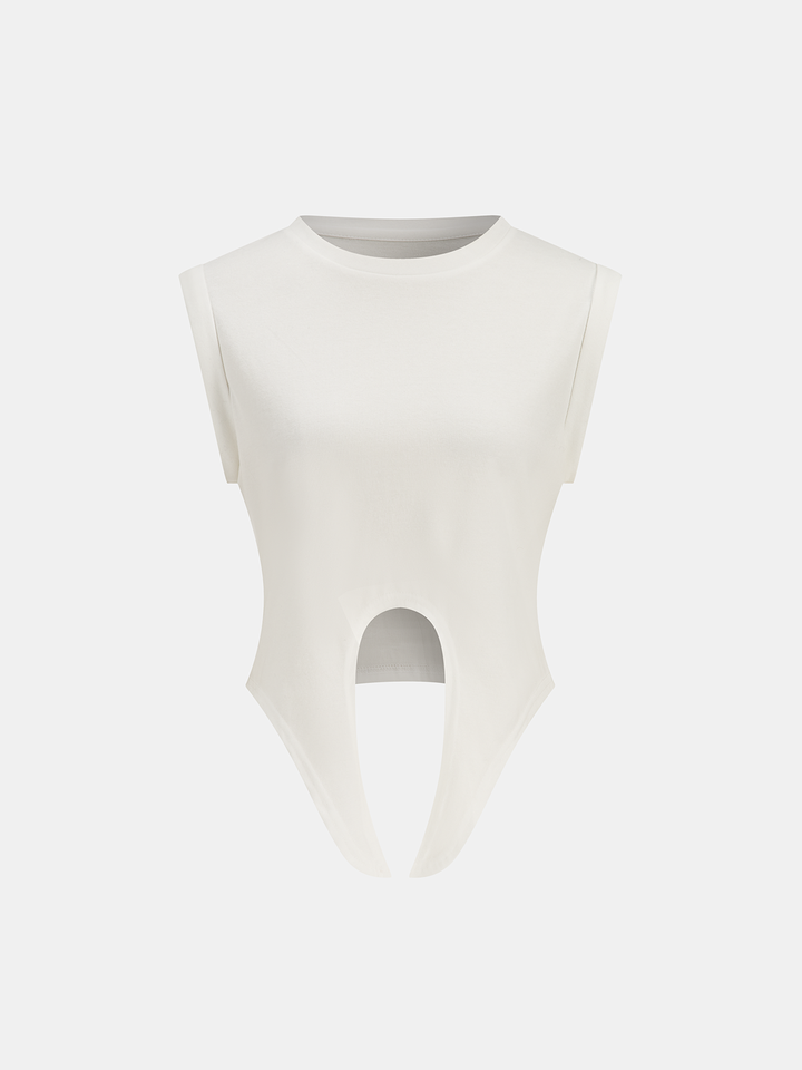 Maglietta annodata alla moda, top casual annodato