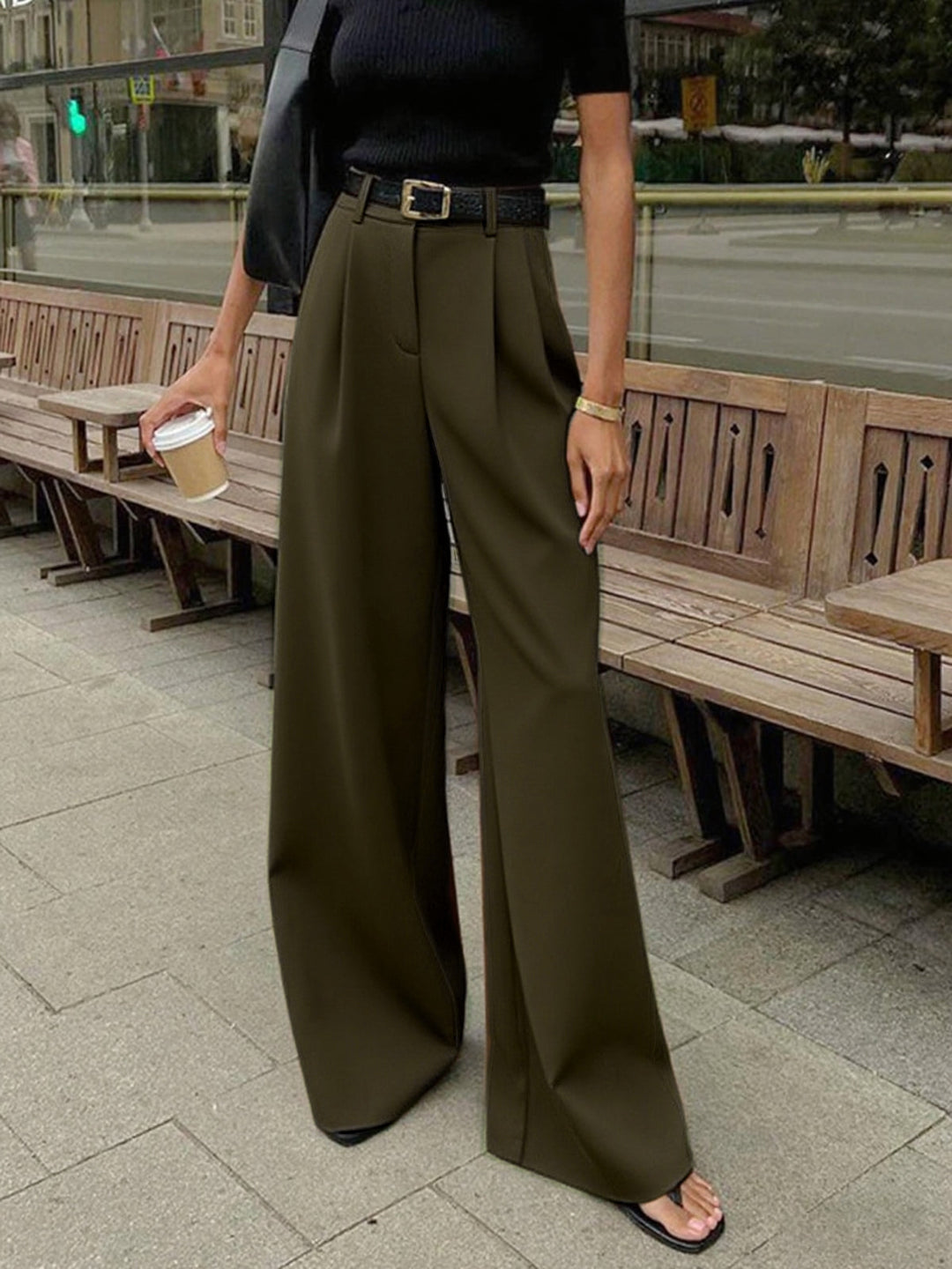 Pantaloni donna palazzo vita alta
