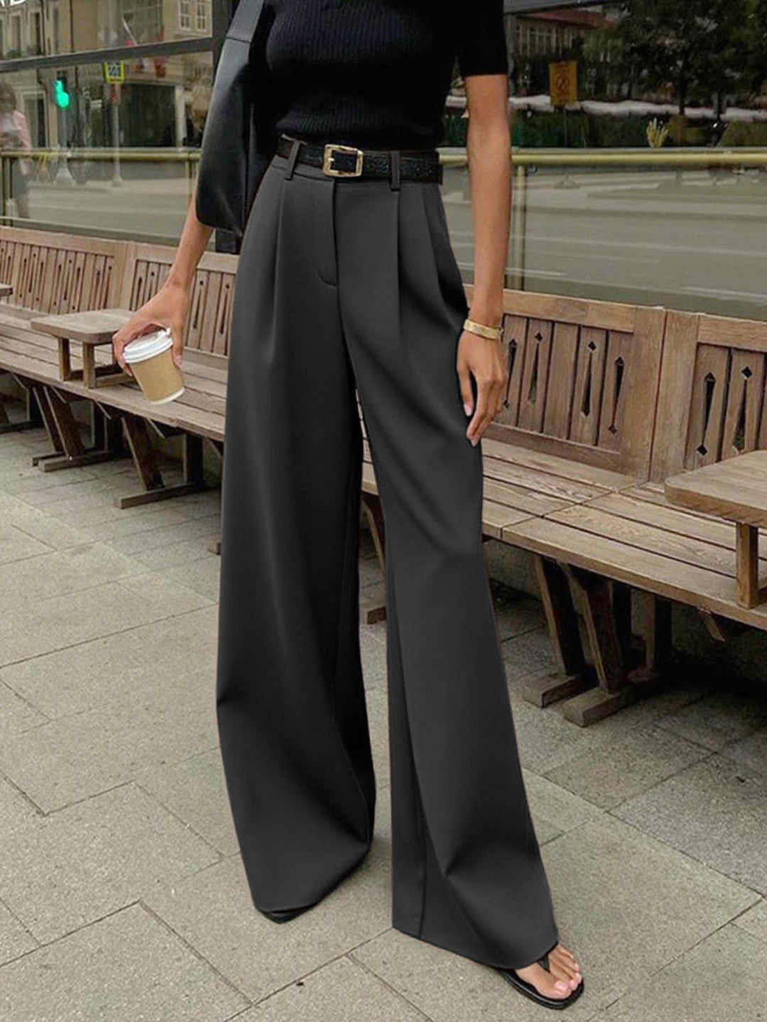 Pantaloni donna palazzo vita alta