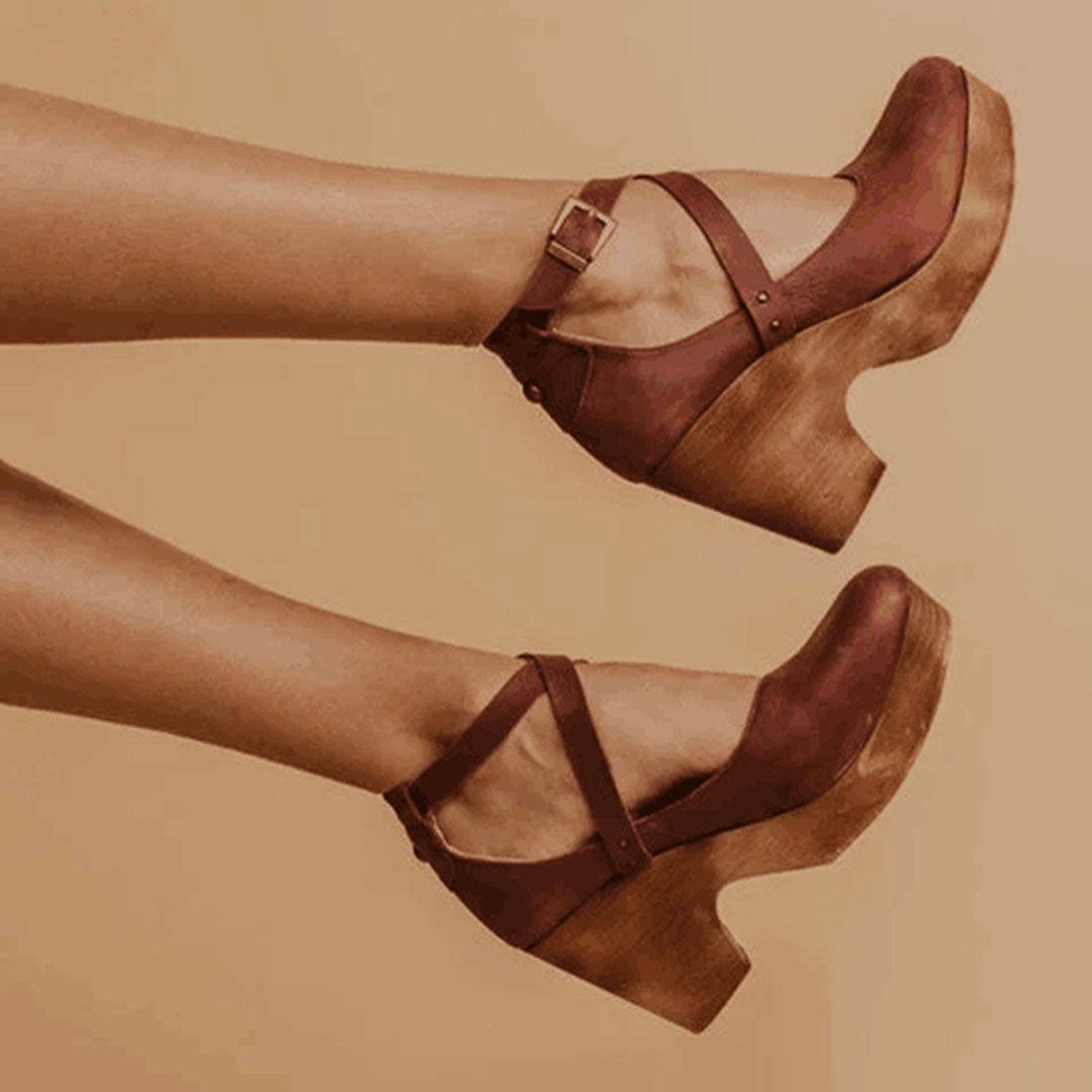 Scarpe con Tacco a Zeppa Donna Cinturino alla Caviglia