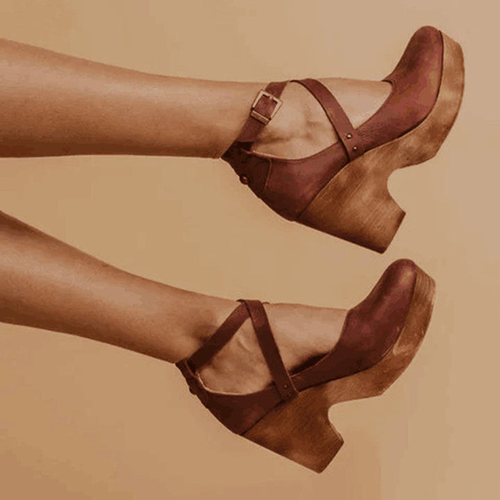 Scarpe con Tacco a Zeppa Donna Cinturino alla Caviglia