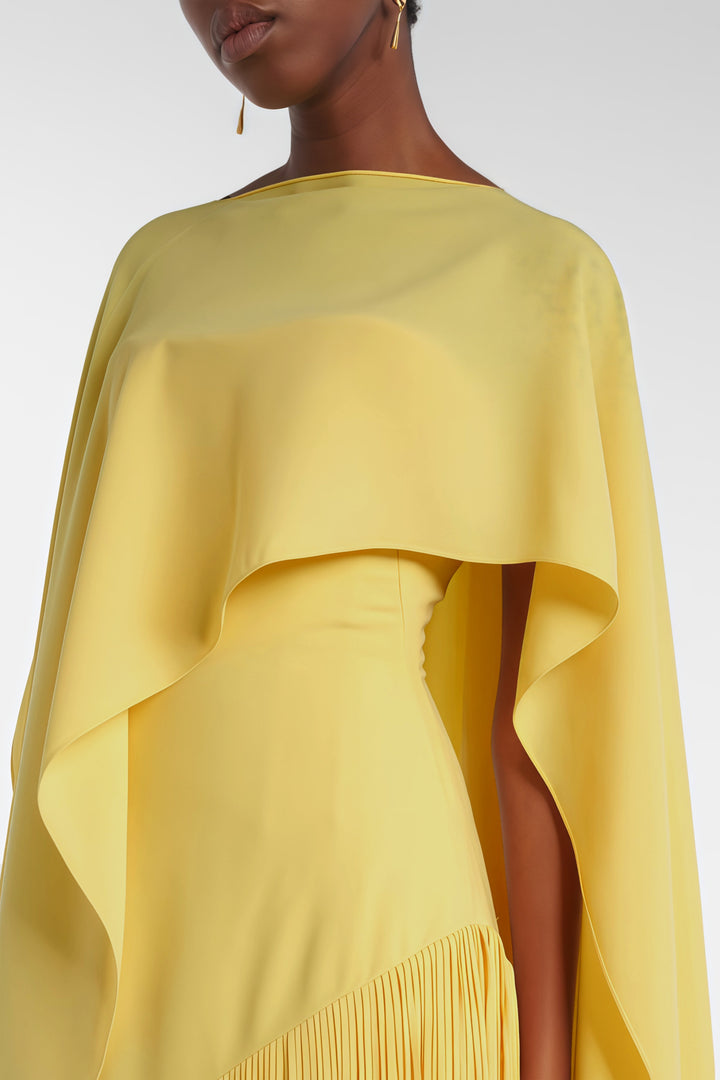 Abito cerimonia raffinato giallo frange