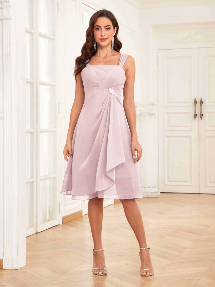 Abito estivo midi da cerimonia in chiffon con ruches