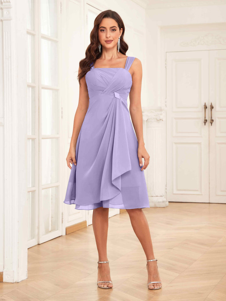 Abito estivo midi da cerimonia in chiffon con ruches