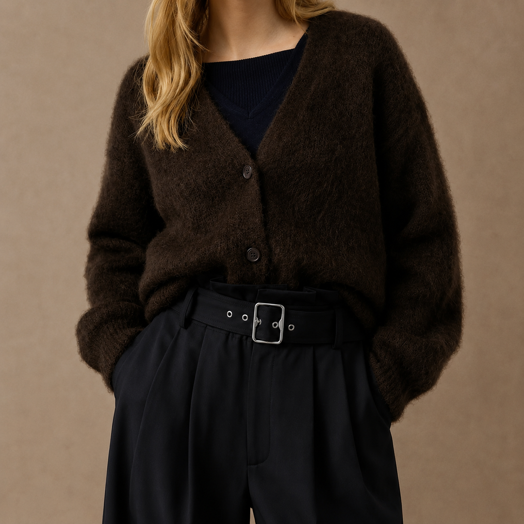 Cardigan Donna Oversize Effetto Morbido Caldo e Accogliente