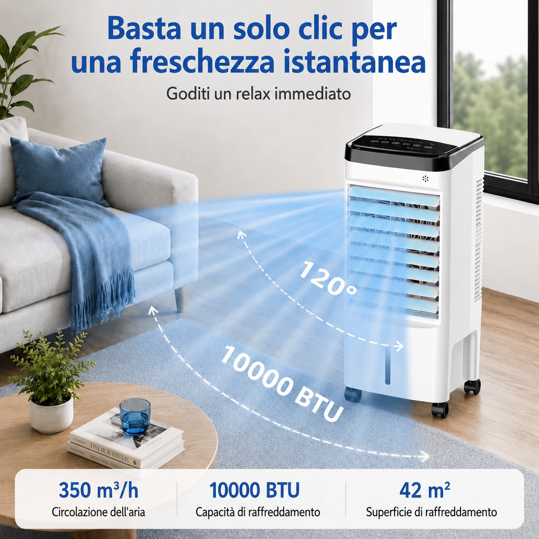 Climatizzatore Portatile con Telecomando e Modalità Notte – Raffredda, Ventila e Deumidifica