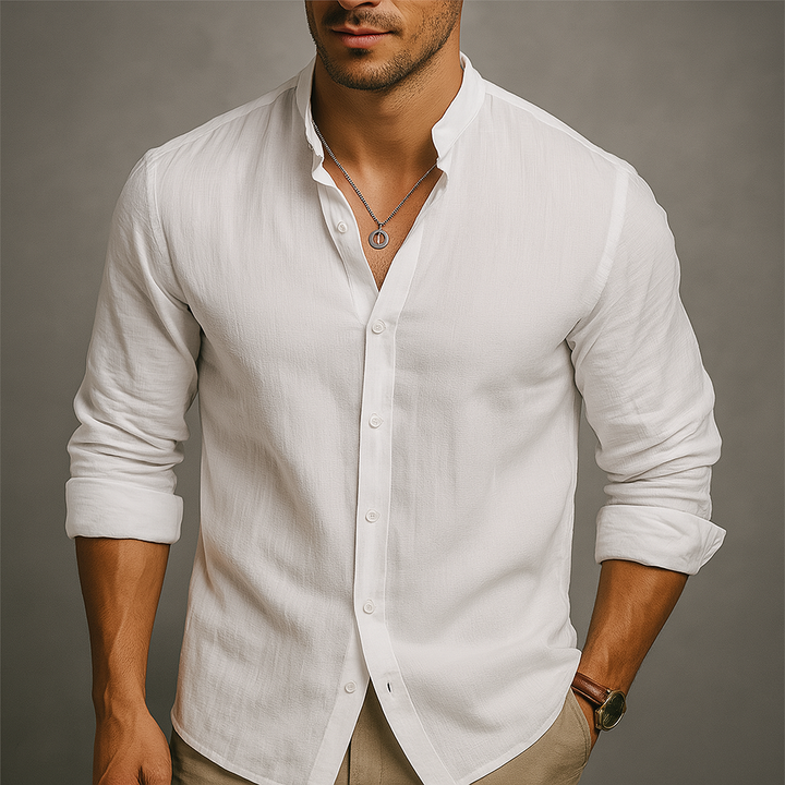 Classica Camicia Uomo Avani Lino Bottoni Estiva