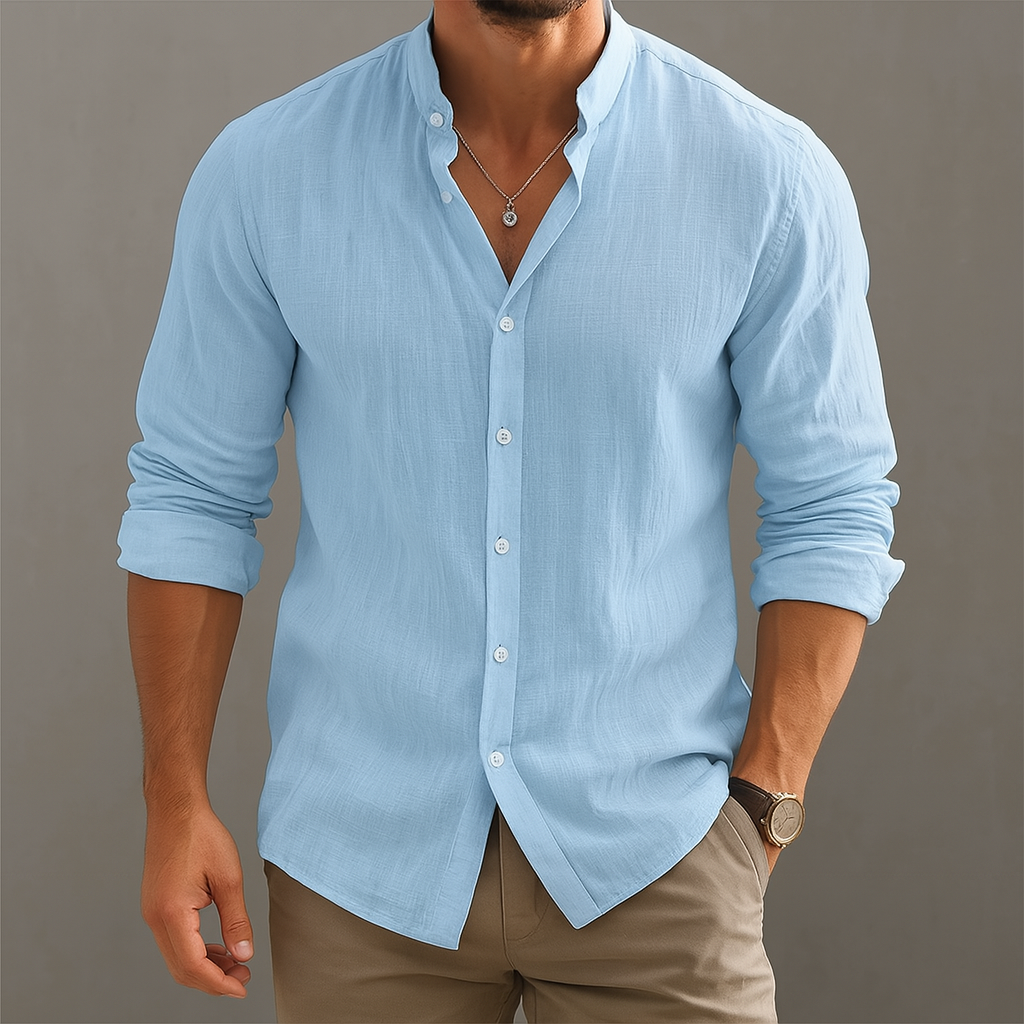 Classica Camicia Uomo Avani Lino Bottoni Estiva