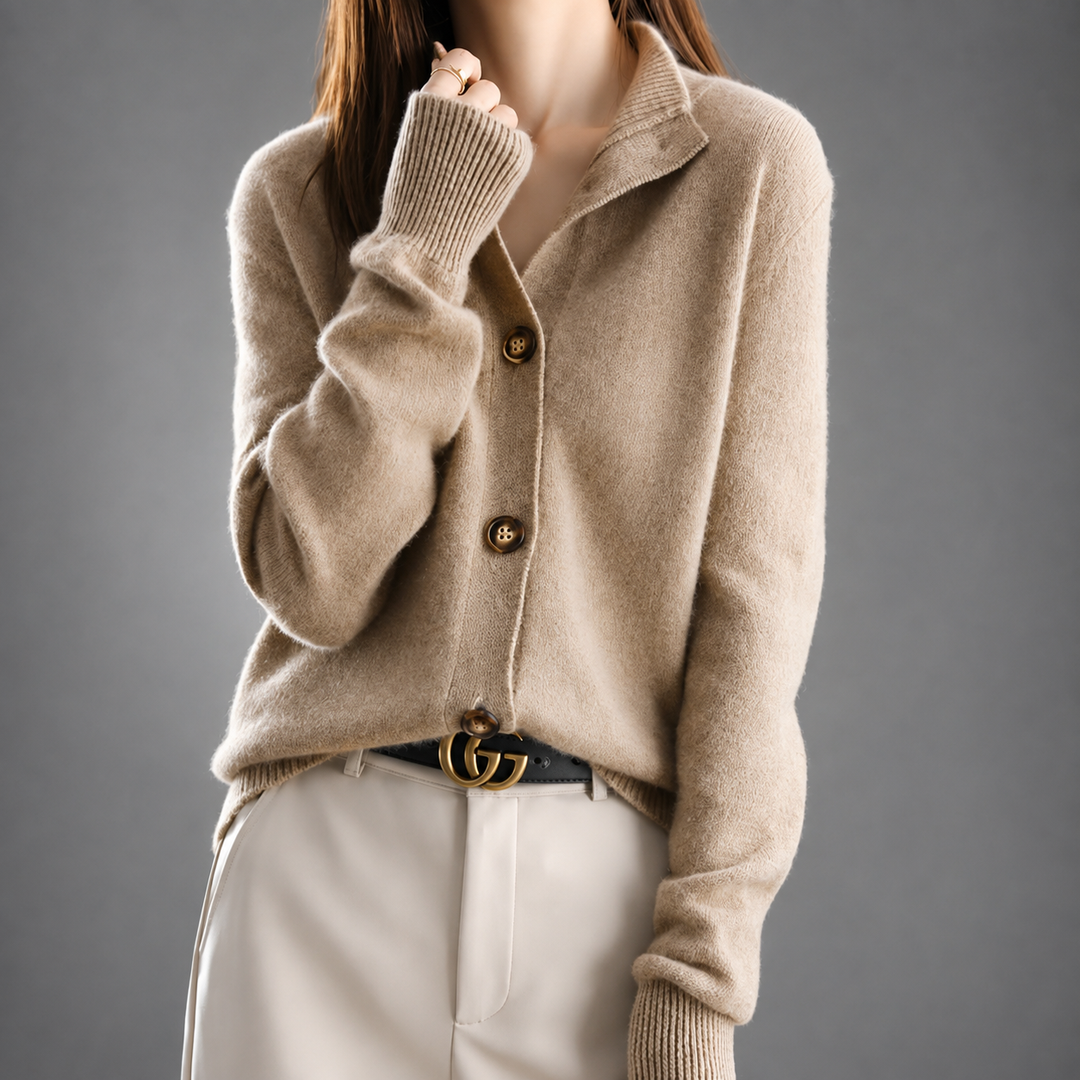Cardigan Donna in Misto Lana con Bottoni Gioiello