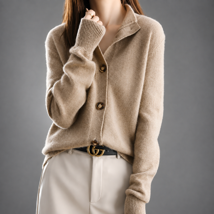Cardigan Donna in Misto Lana con Bottoni Gioiello