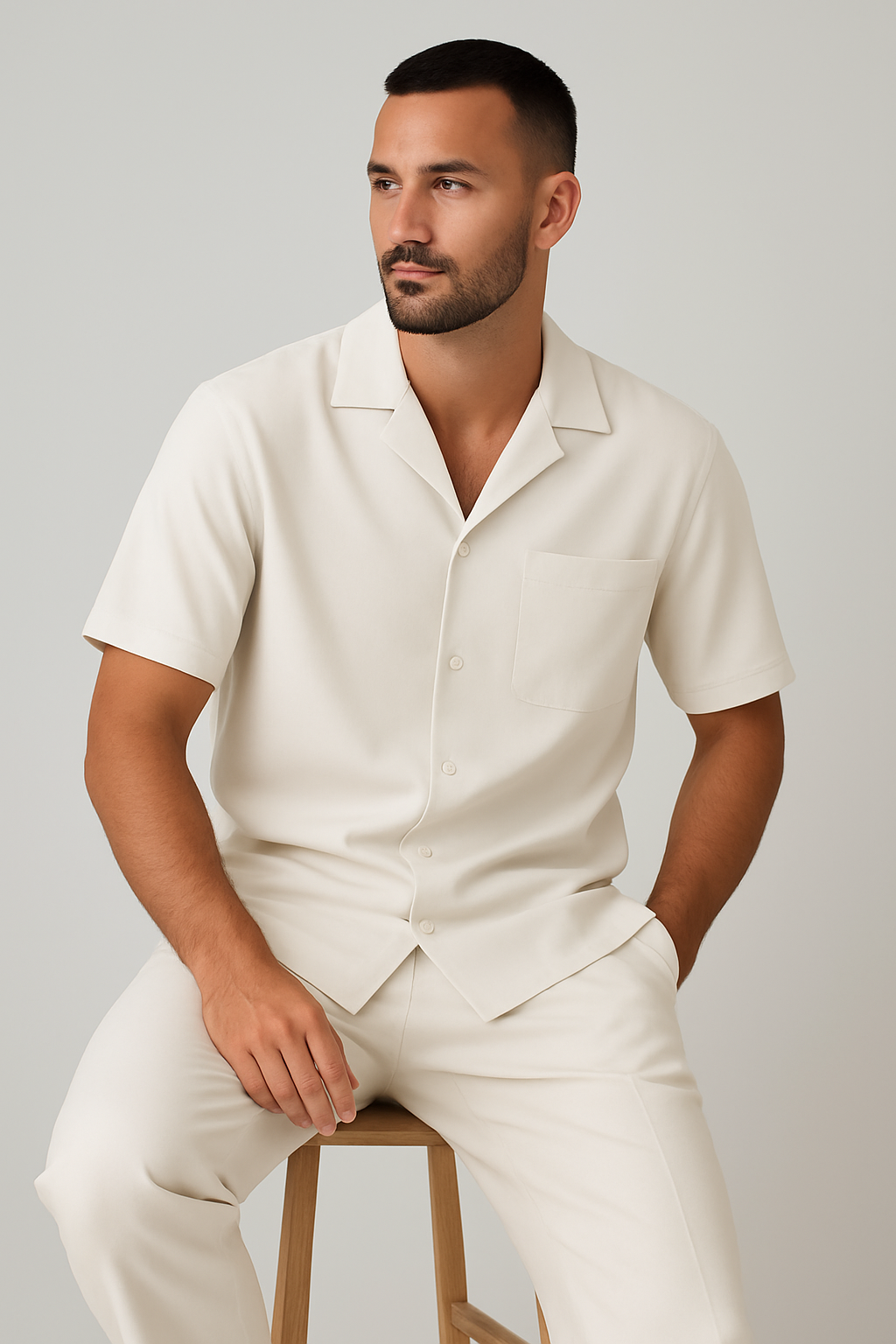Completo in Lino Uomo Camicia e Pantaloni Eleganti Leggeri