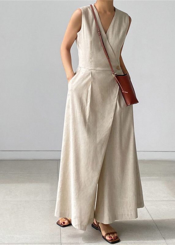 Classico Jumpsuit Donna Scollo a V con Tasche