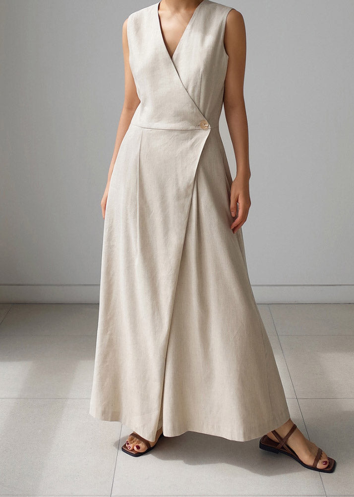 Classico Jumpsuit Donna Scollo a V con Tasche