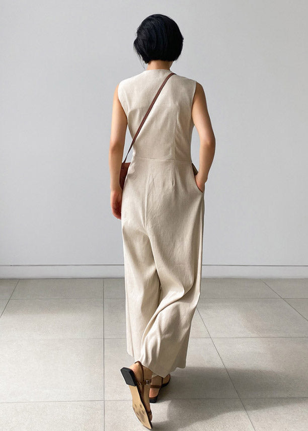 Classico Jumpsuit Donna Scollo a V con Tasche