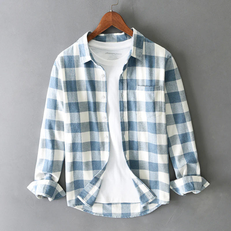 Camicia classica in cotone spazzolato a quadri