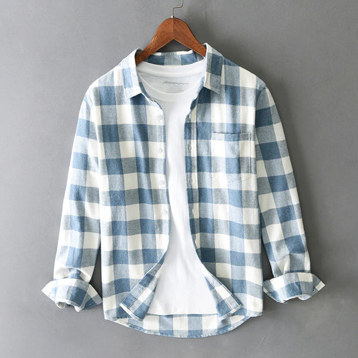 Camicia classica in cotone spazzolato a quadri