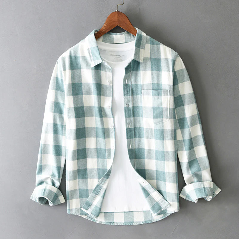 Camicia classica in cotone spazzolato a quadri