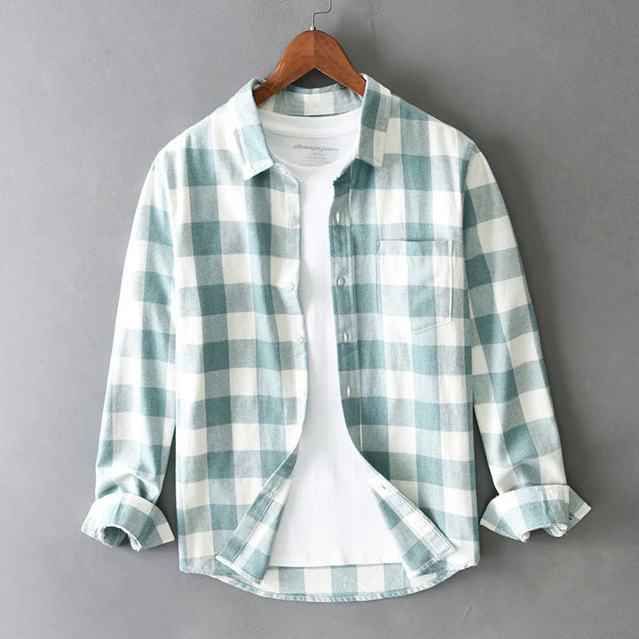 Camicia classica in cotone spazzolato a quadri