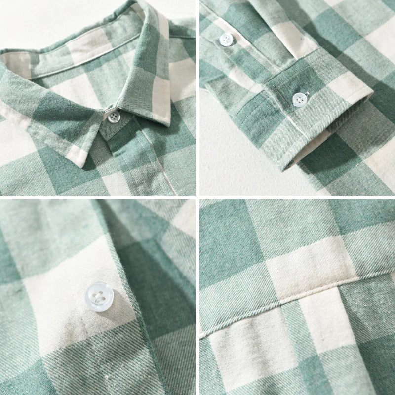 Camicia classica in cotone spazzolato a quadri
