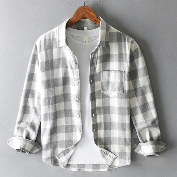Camicia classica in cotone spazzolato a quadri