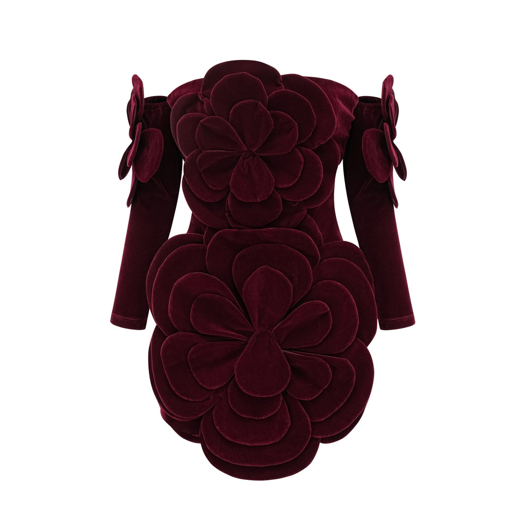 Abito cerimonia elegante floreale rosso