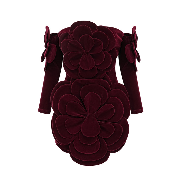 Abito cerimonia elegante floreale rosso