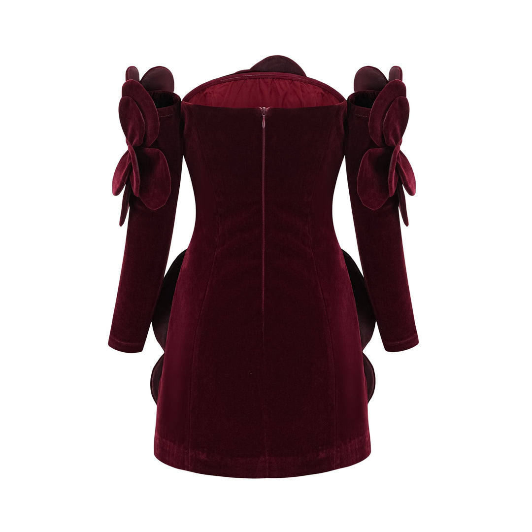 Abito cerimonia elegante floreale rosso