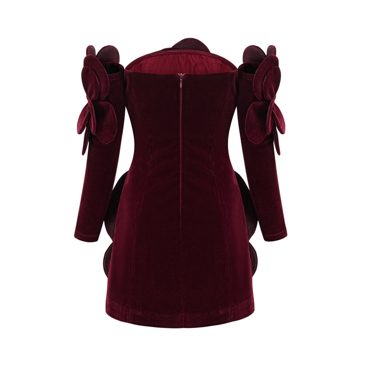 Abito cerimonia elegante floreale rosso