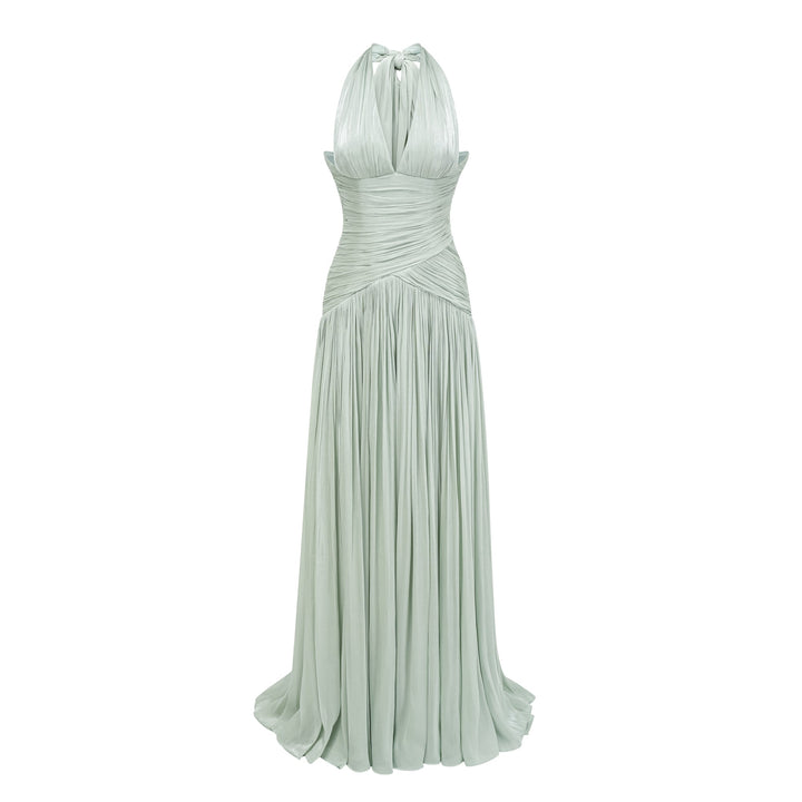Abito cerimonia elegante verde maxi