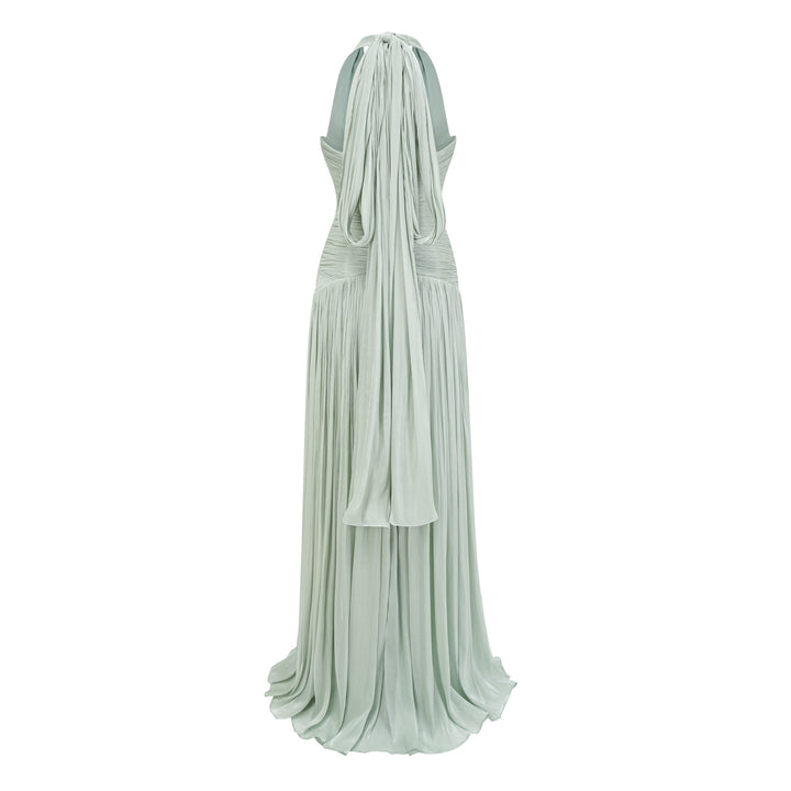 Abito cerimonia elegante verde maxi