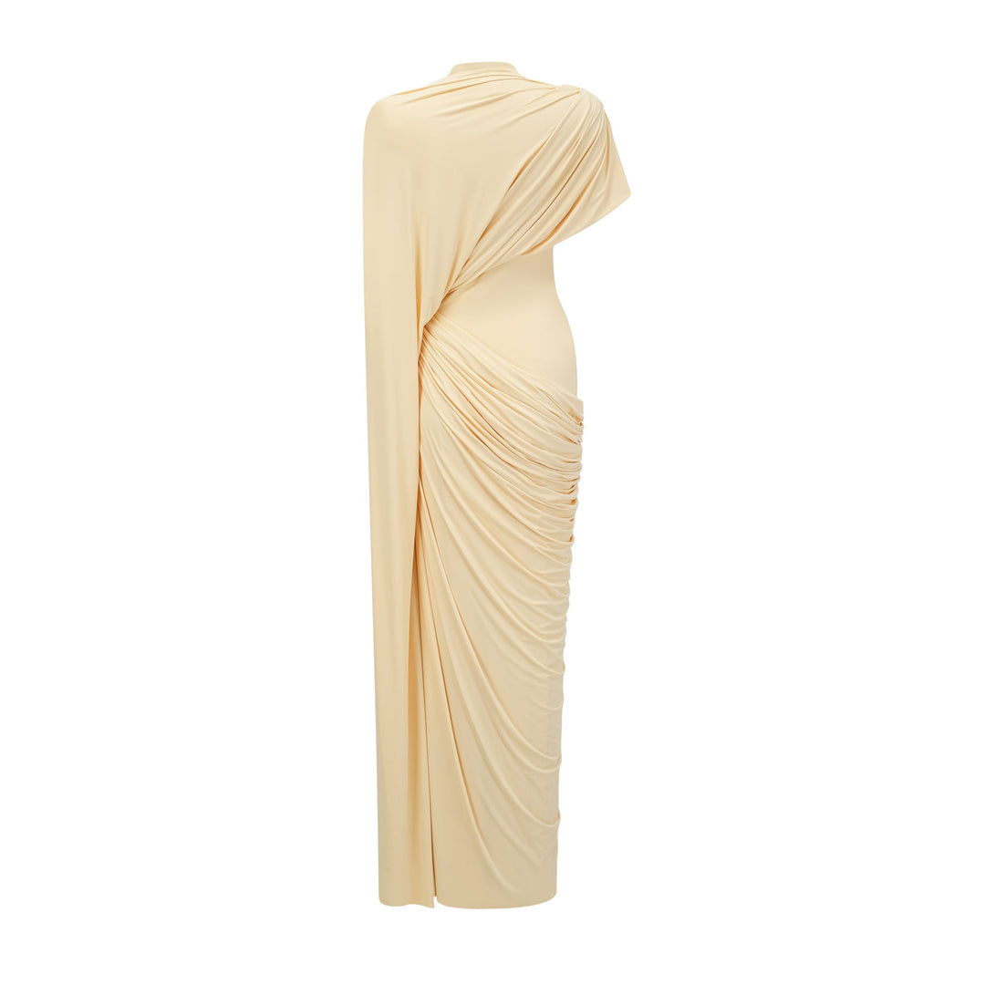 Elegante Abito Lungo Cappa Asimmetrica Drappeggiata