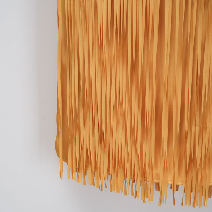 Abito cerimonia raffinato giallo frange