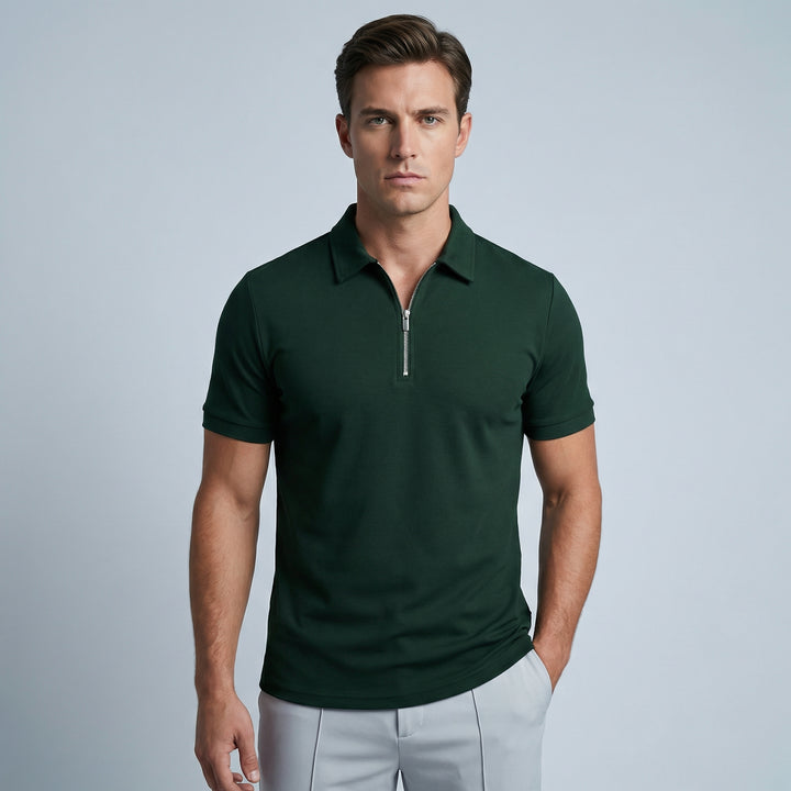 Dinamico Polo Uomo Zip Manica Corta Slim Fit