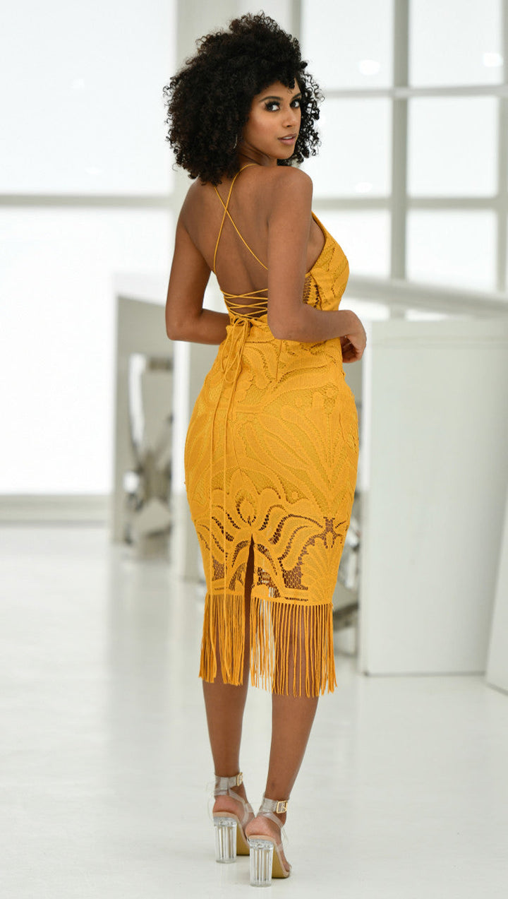 Vestito Cerimonia Pizzo Frange Romantico
