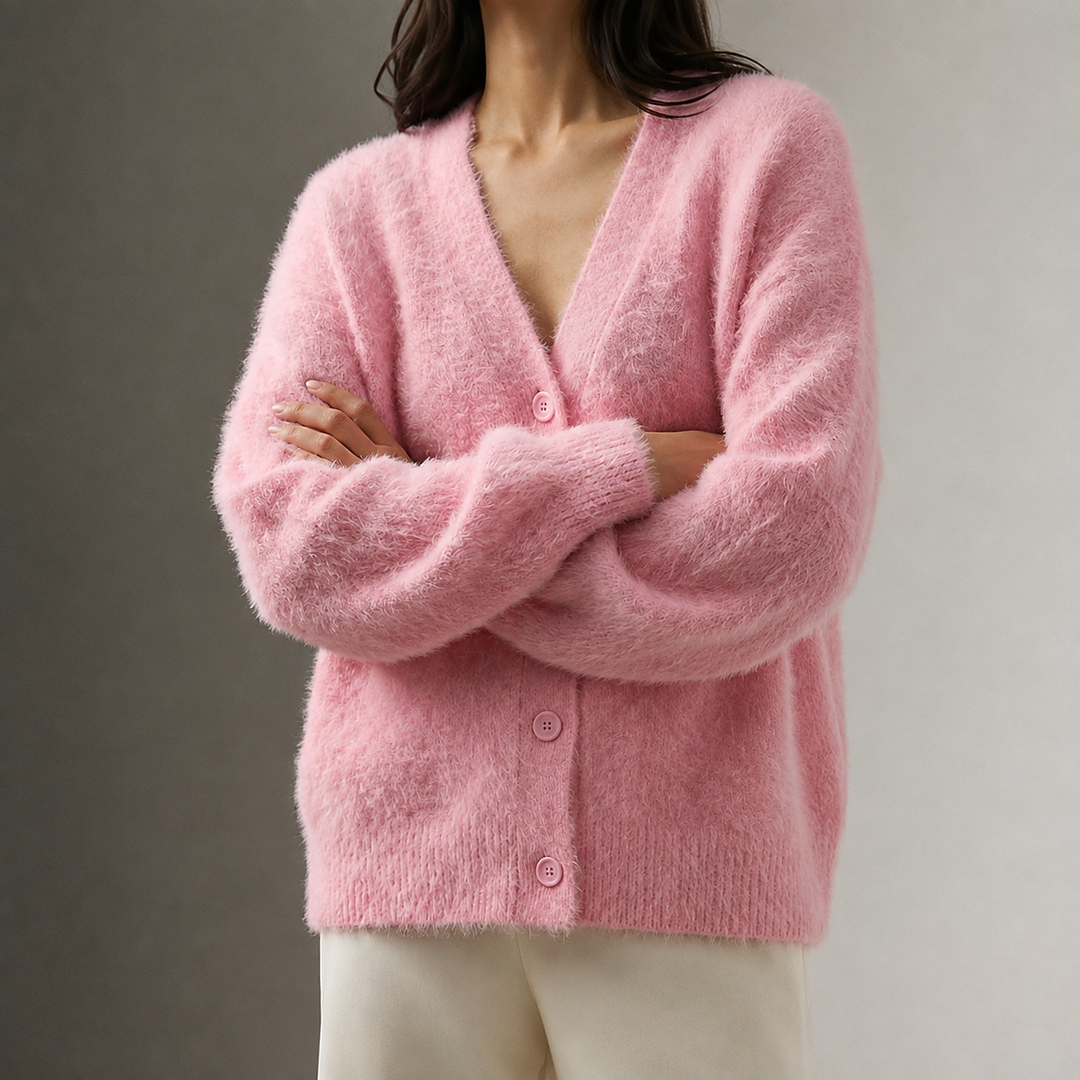 Cardigan Donna Oversize Effetto Morbido Caldo e Accogliente