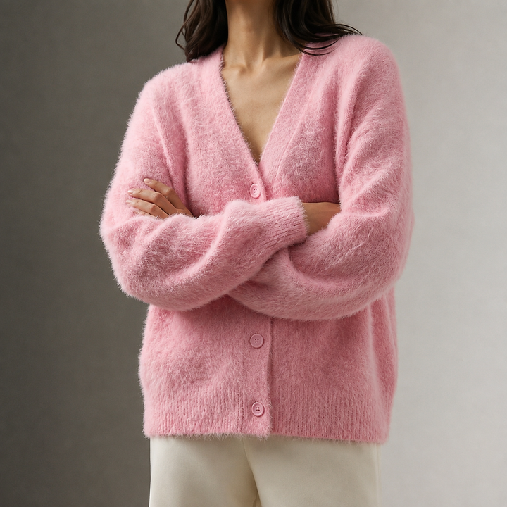 Cardigan Donna Oversize Effetto Morbido Caldo e Accogliente